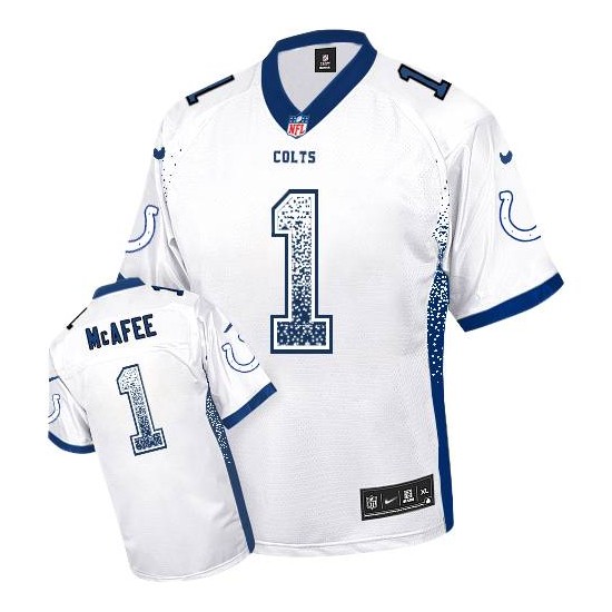 Pat McAfee Men's Jersey Nike Indianapolis Colts 1 Elite White Drift