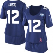 Andrew Luck Women's Jersey : Nike Indianapolis Colts 12 Elite Royal Blue Breast Cancer Awareness 30th Seasons Patch Jersey