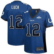 Andrew Luck Women's Jersey : Nike Indianapolis Colts 12 Elite Royal Blue Drift Fashion 30th Seasons Patch Jersey