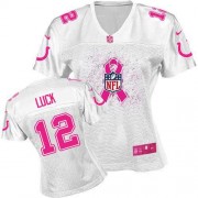 Andrew Luck Women's Jersey : Nike Indianapolis Colts 12 Elite White Breast Cancer Awareness Jersey