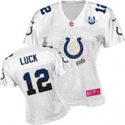 Andrew Luck Women's Jersey : Nike Indianapolis Colts 12 Elite White Fem Fan 30th Seasons Patch Jersey