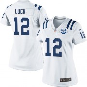Andrew Luck Women's Jersey : Nike Indianapolis Colts 12 Elite White Road 30th Seasons Patch Jersey