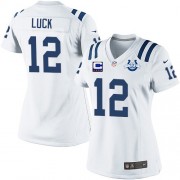 Andrew Luck Women's Jersey : Nike Indianapolis Colts 12 Elite White Road C Patch 30th Seasons Patch Jersey